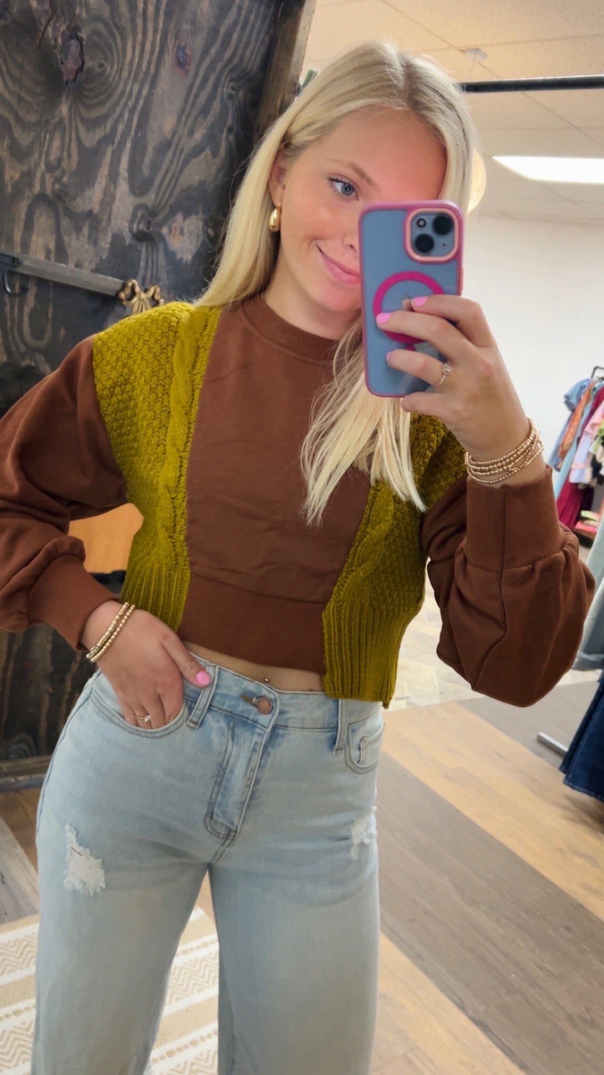 Blue Blush Crop Sweater