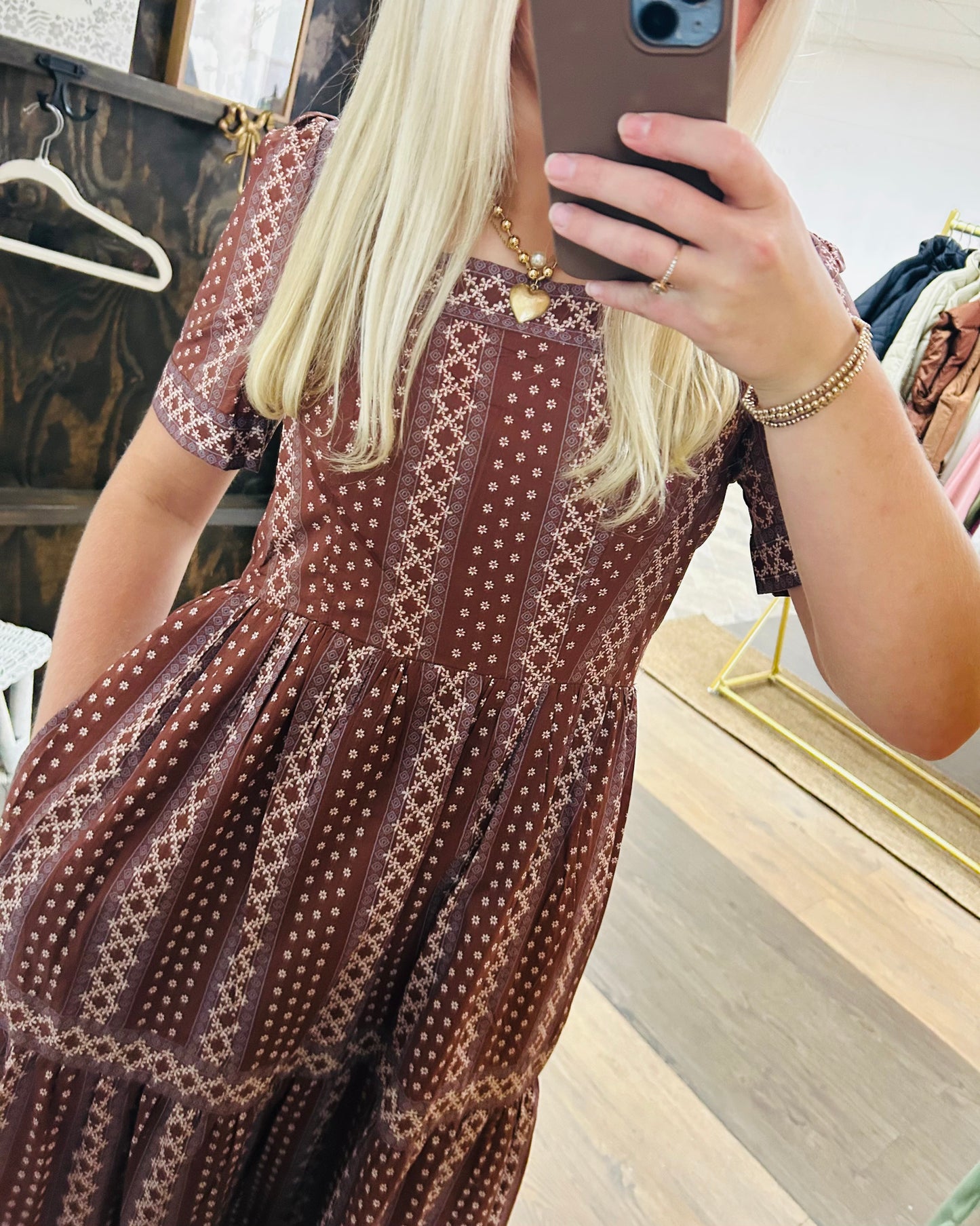 BROWN BOARDERS MAXI DRESS