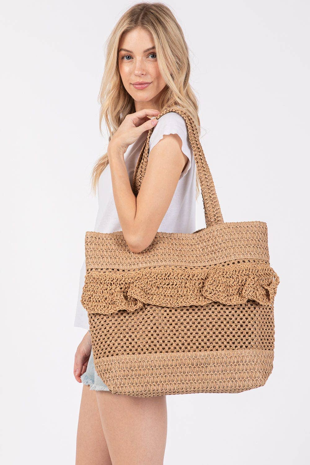 Crochet Straw Tote Bag