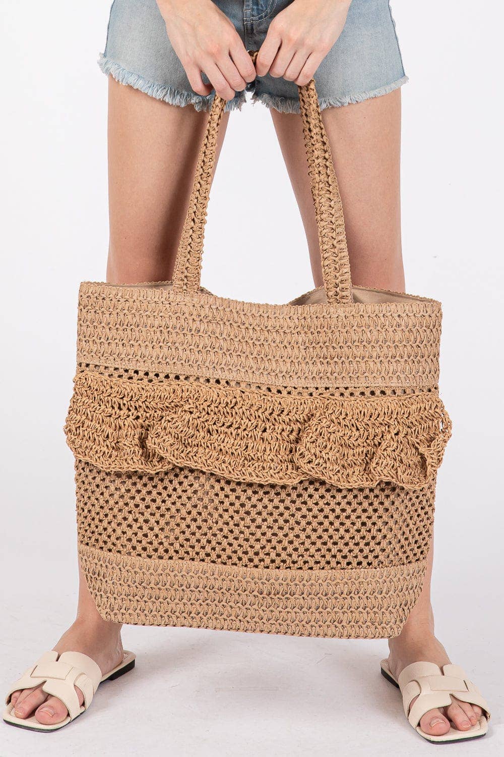 Crochet Straw Tote Bag
