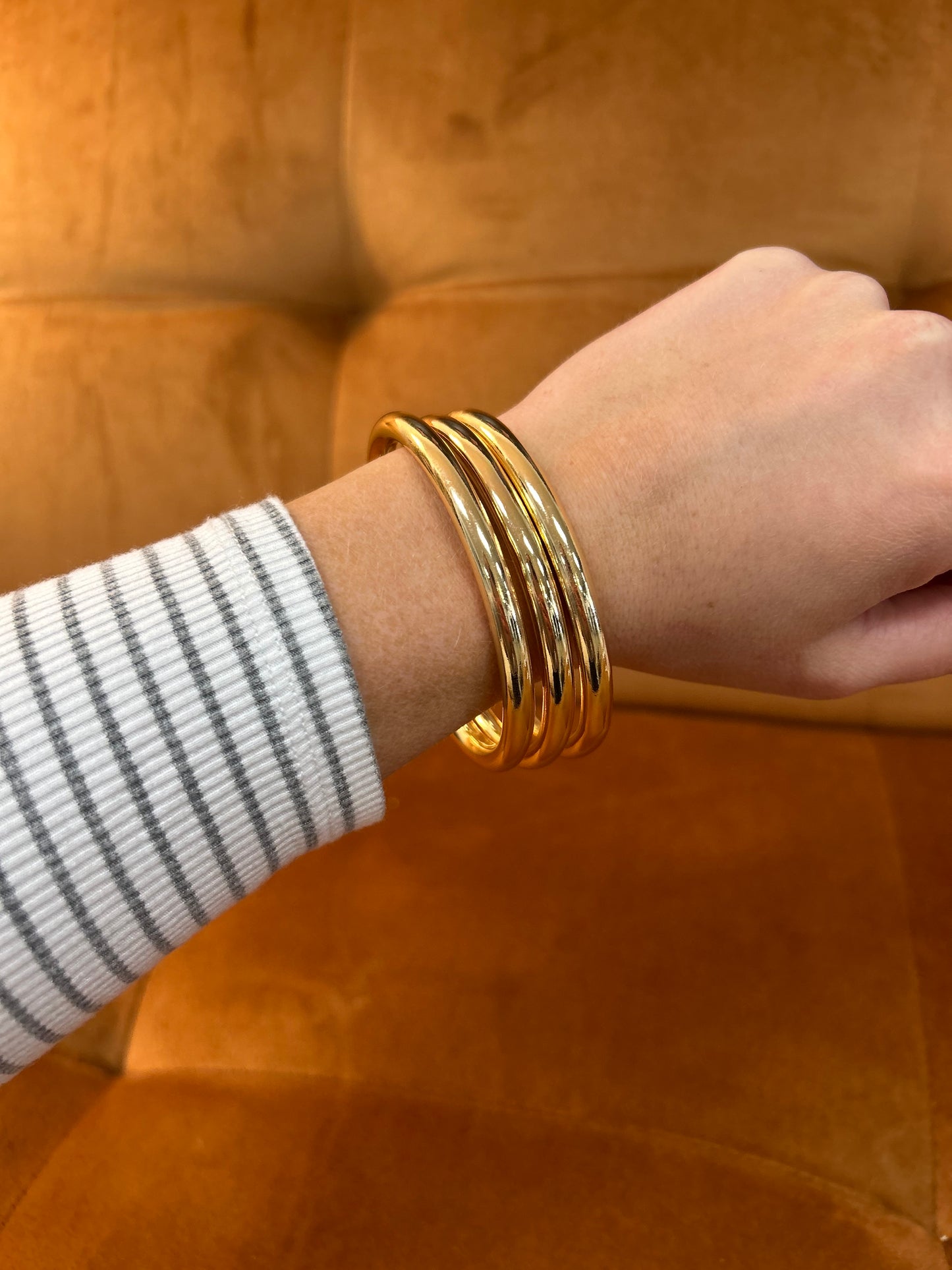 Chunky Triple Tube Bangle Set