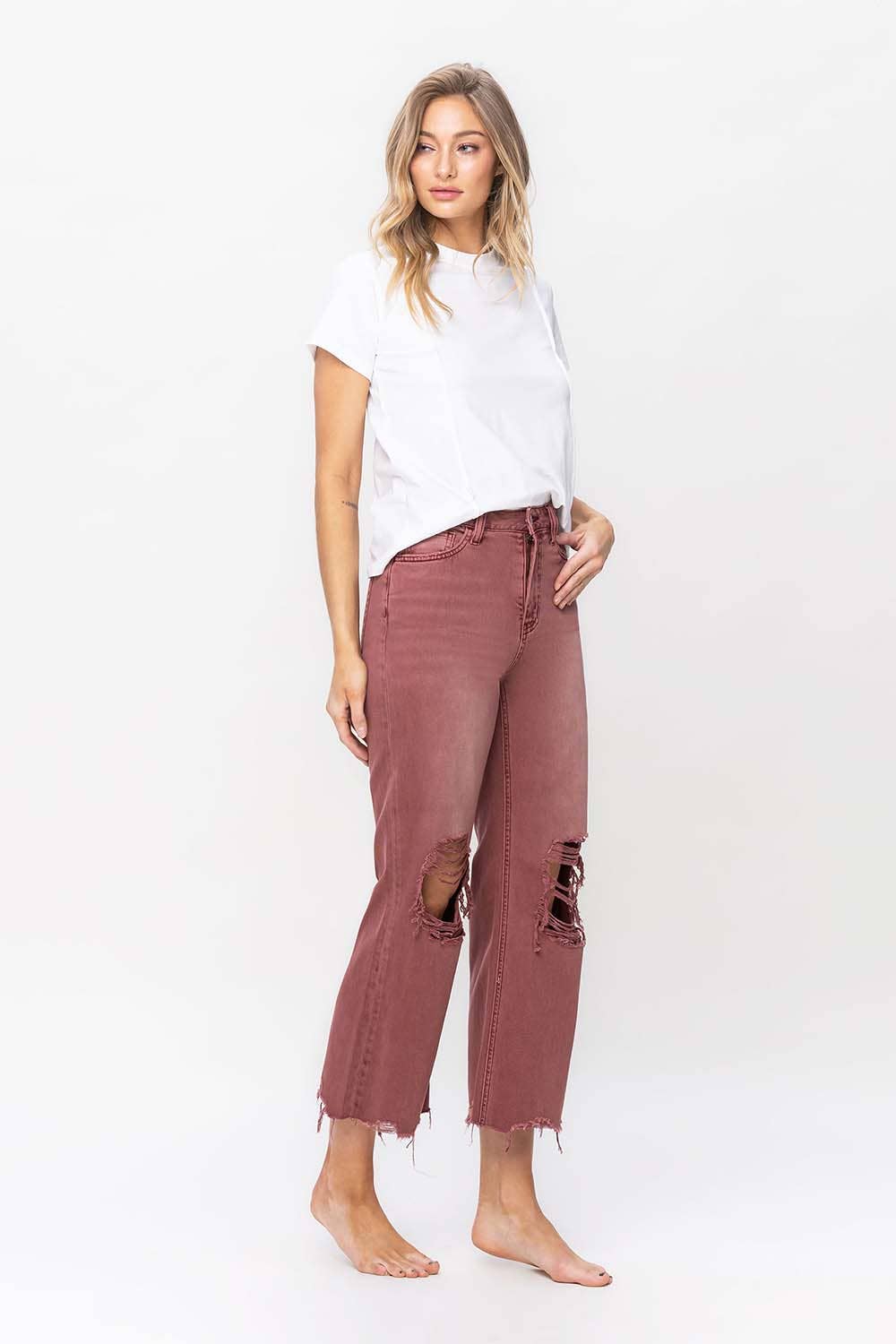 VERVET by Flying Monkey - 90S VINTAGE CROP FLARE JEAN V2736RU: RUSSET BROWN / 31