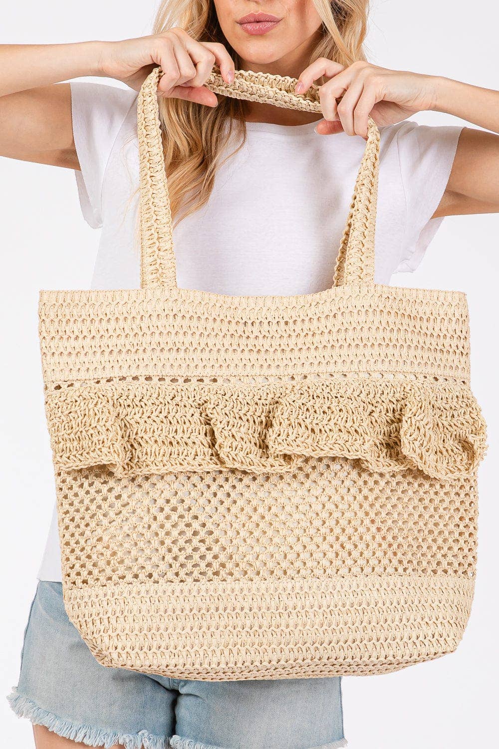 Crochet Straw Tote Bag