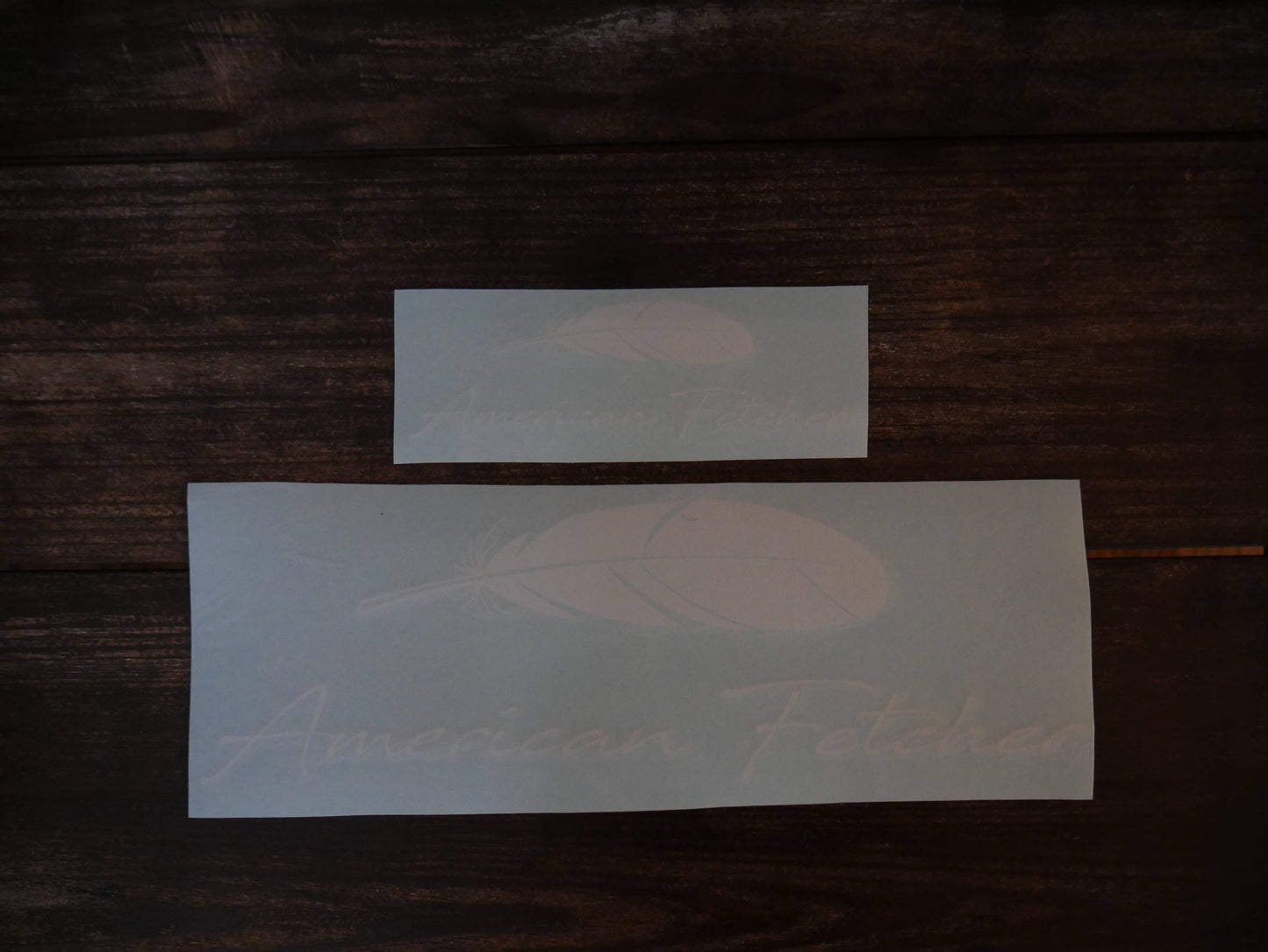 American Fetcher - White Vinyl Decal - Feather