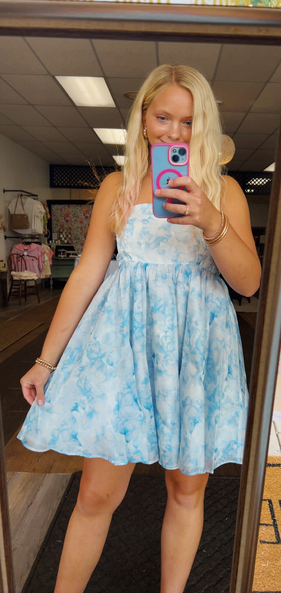 Mini Blue Floral Dress