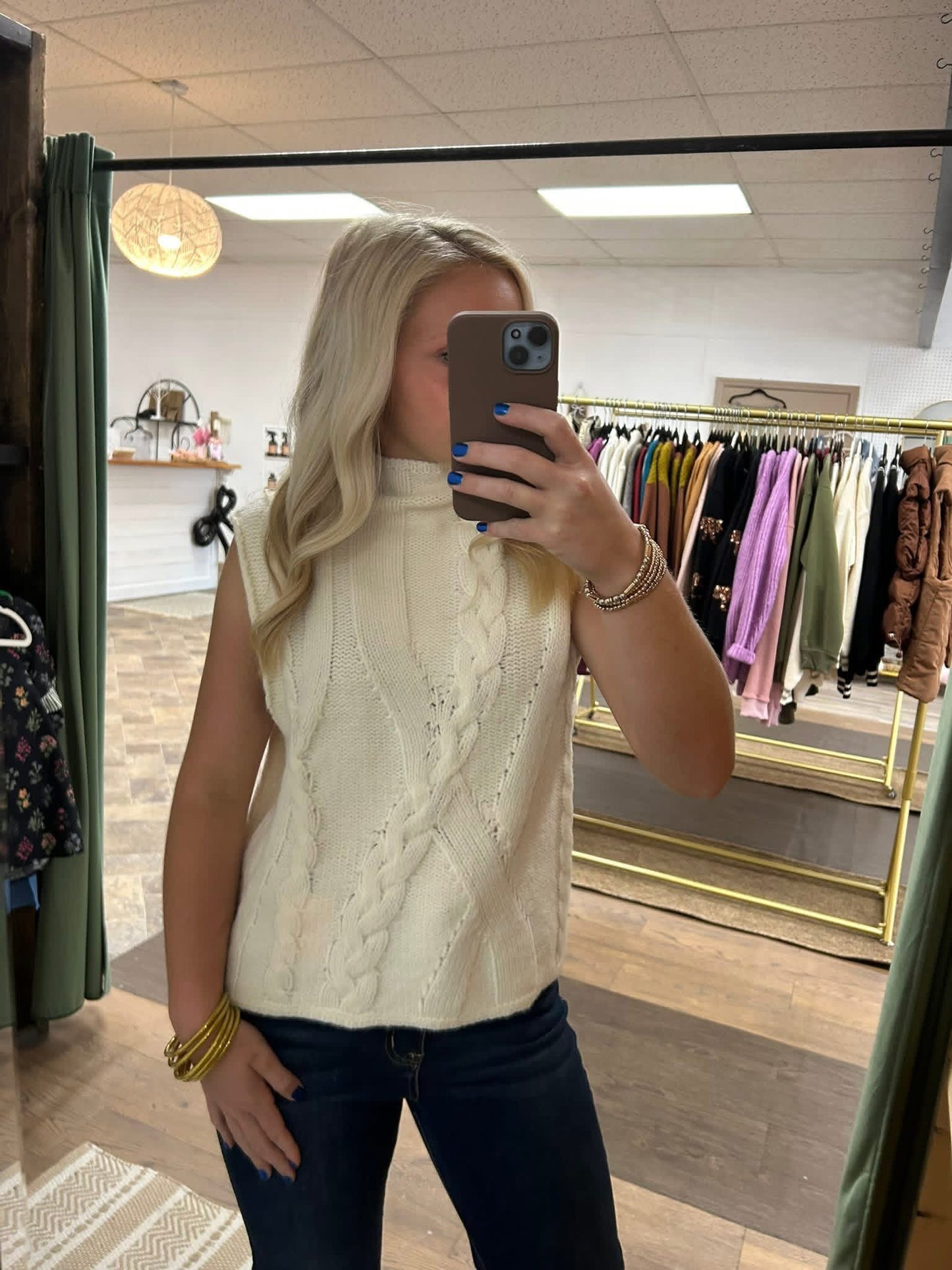 Cream Sleeveless Sweater