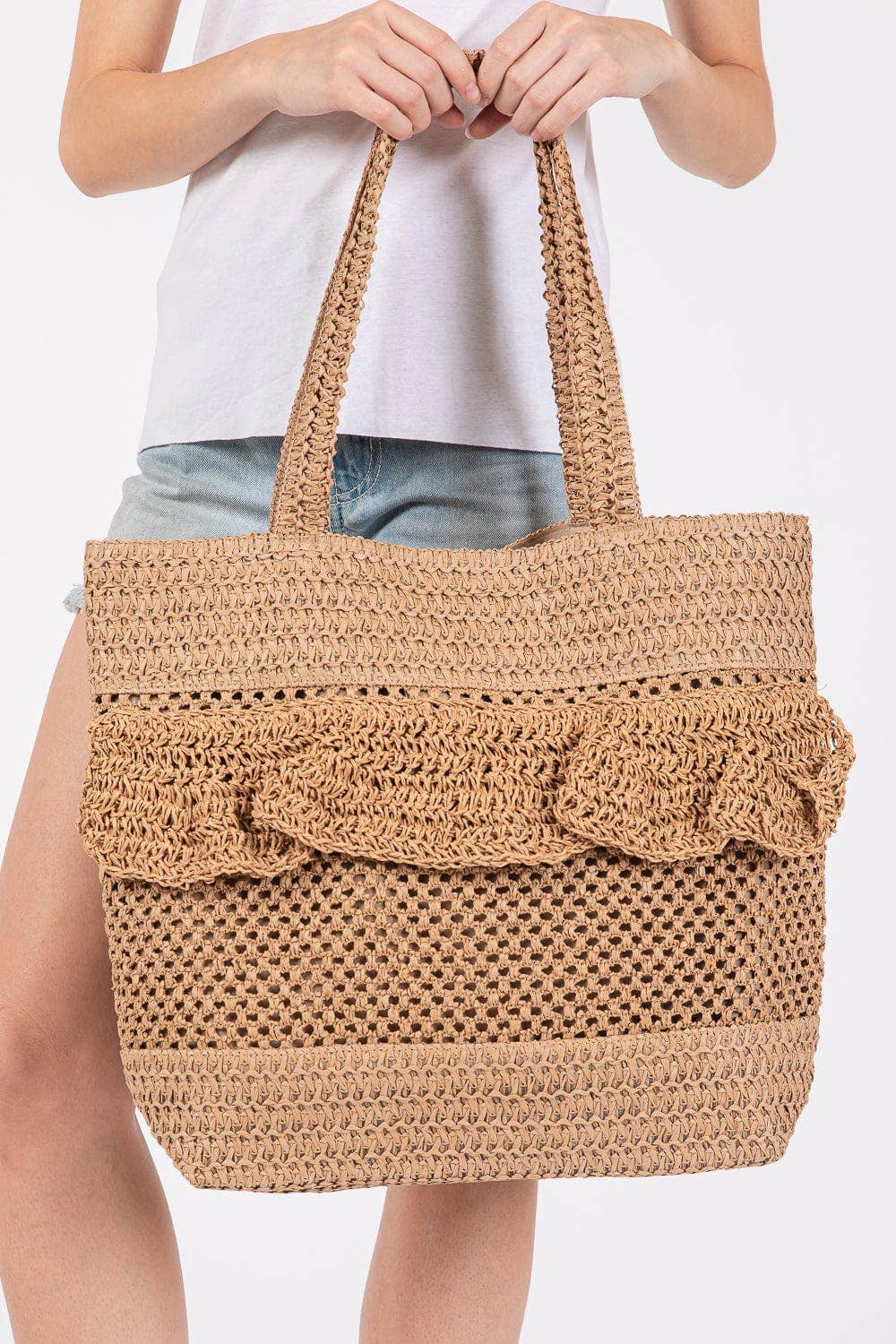 Crochet Straw Tote Bag