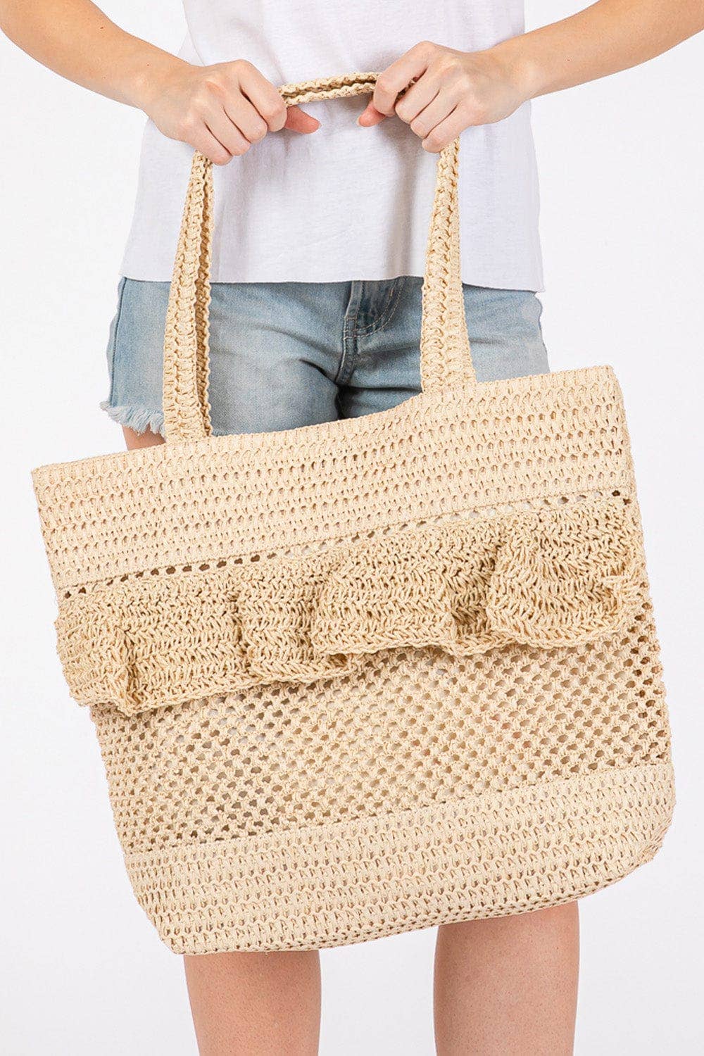 Crochet Straw Tote Bag