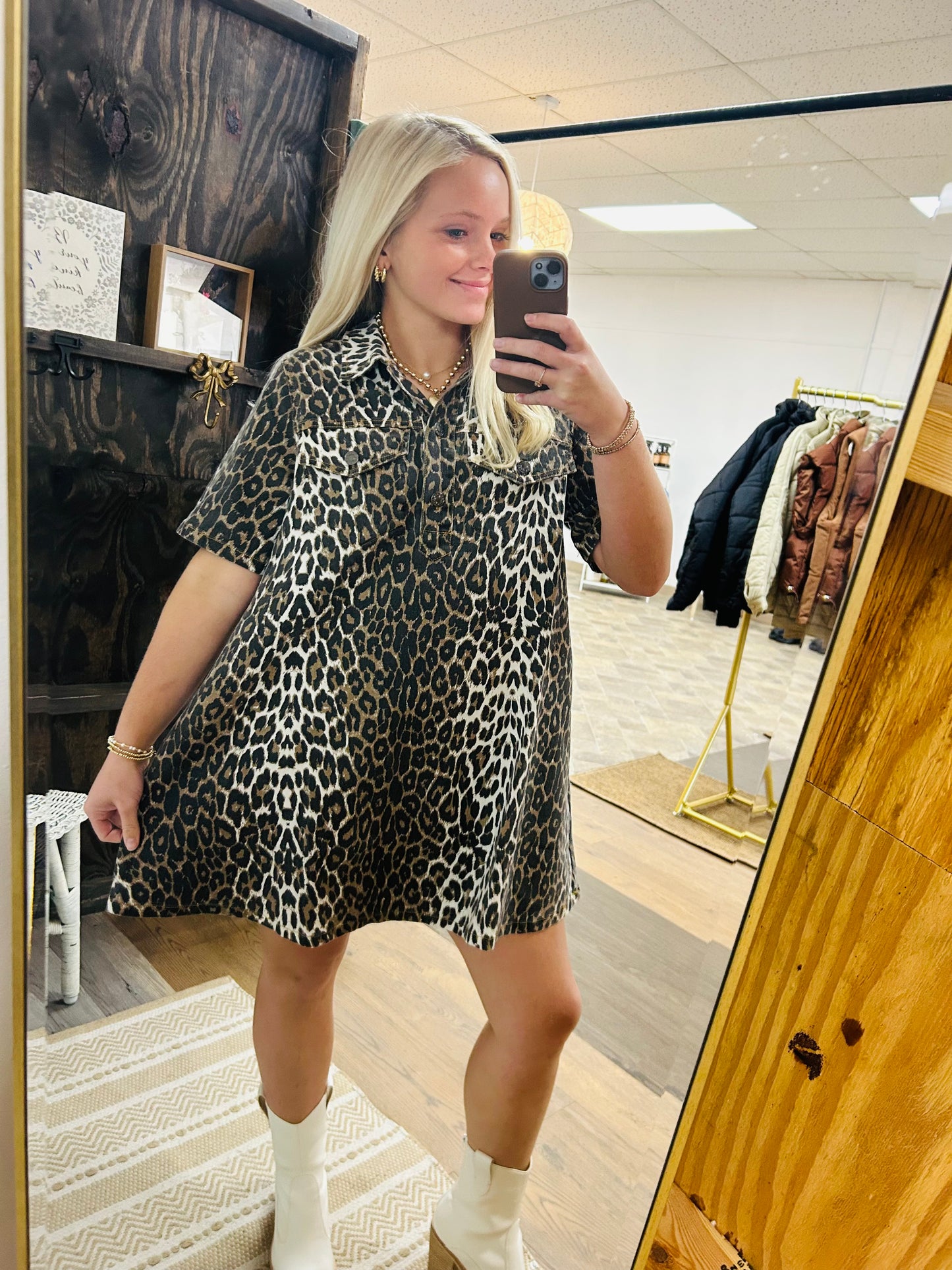 Denim Leopard Dress