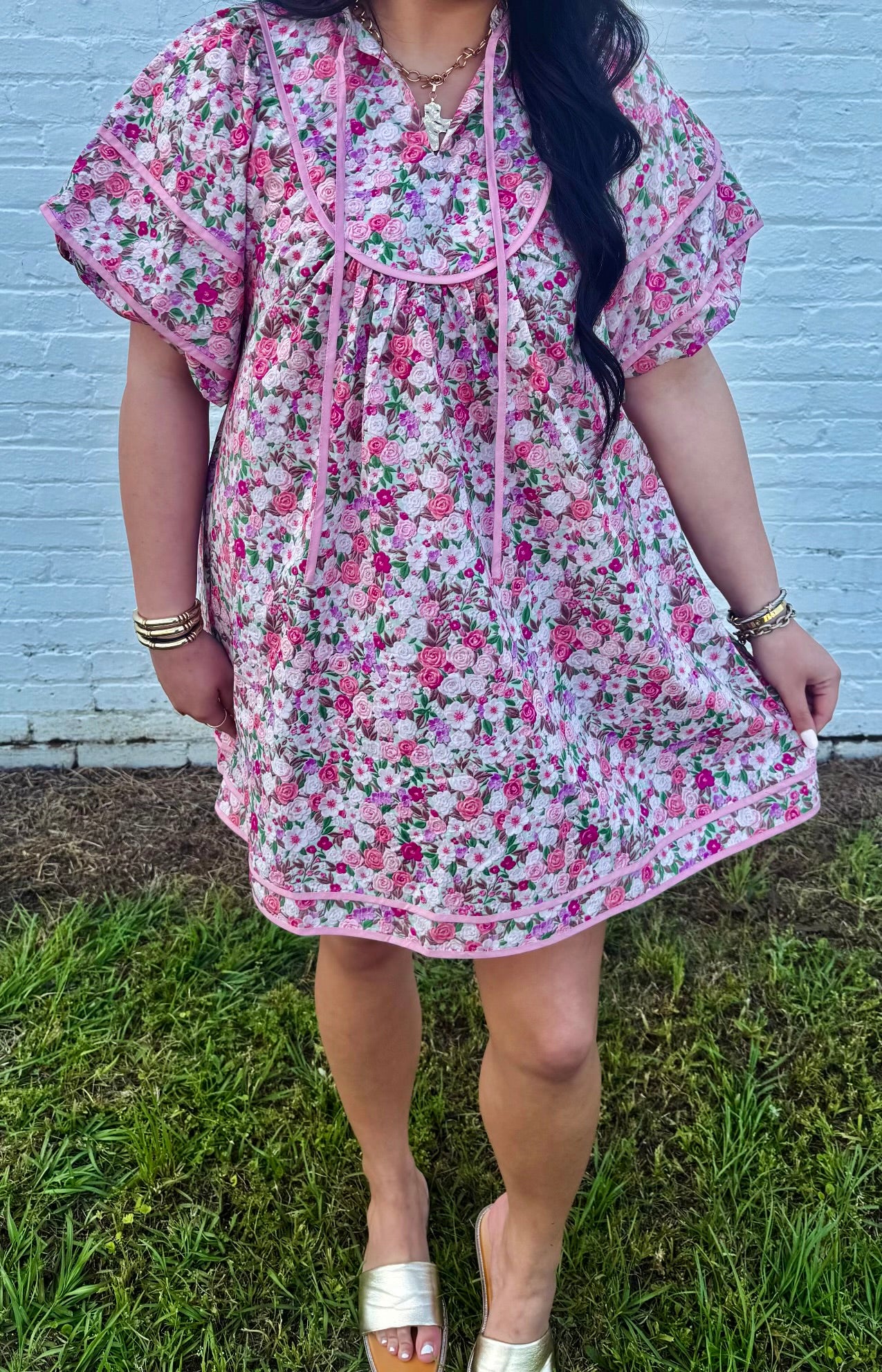 Floral Balloon Babydoll Dress