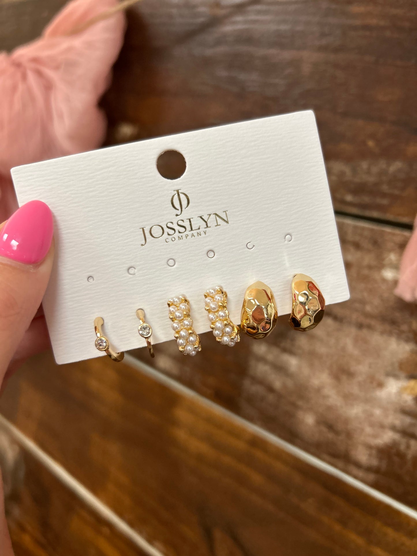 TRIO PEARL DIAMOND CUT HUGGIE HOOP EARRINGS