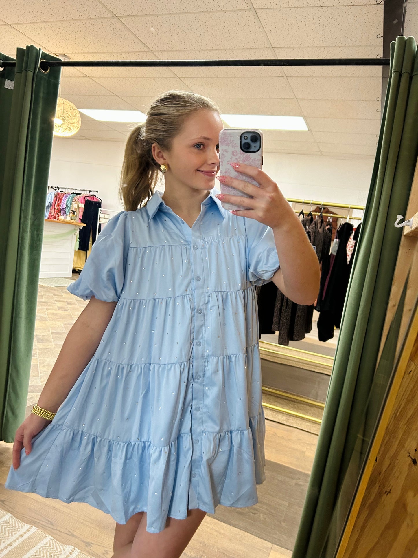 Baby Blue Rhinestone Dress