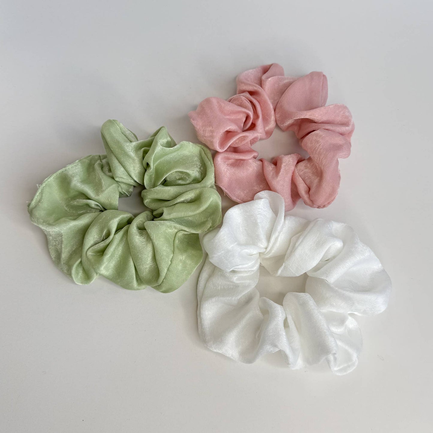 Adorro - Spring Satin Scrunchies (Set of 3)