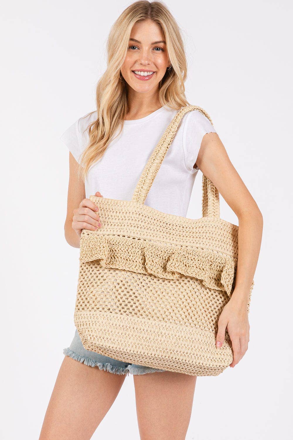 Crochet Straw Tote Bag