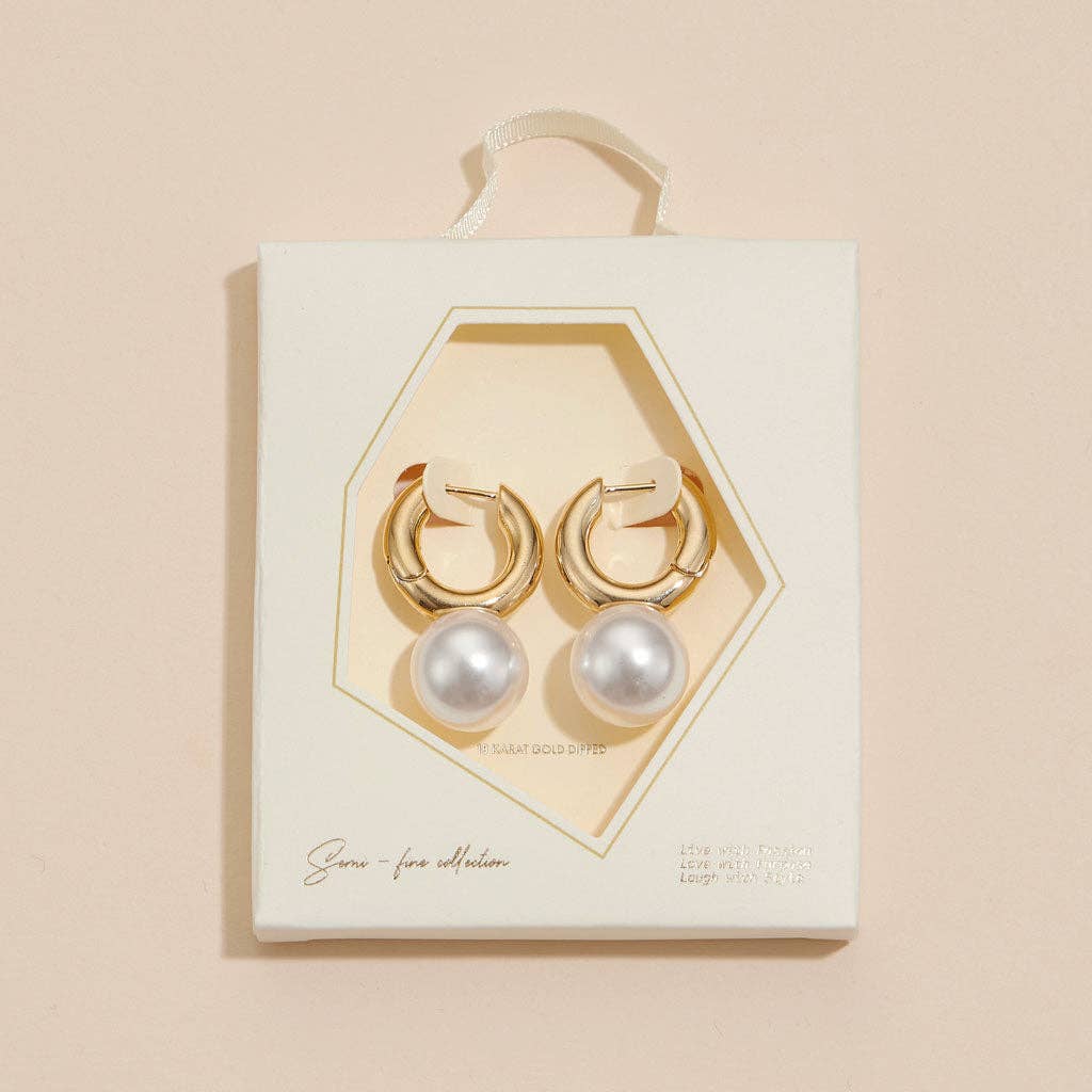 Chunky Pearl Hoop Earrings