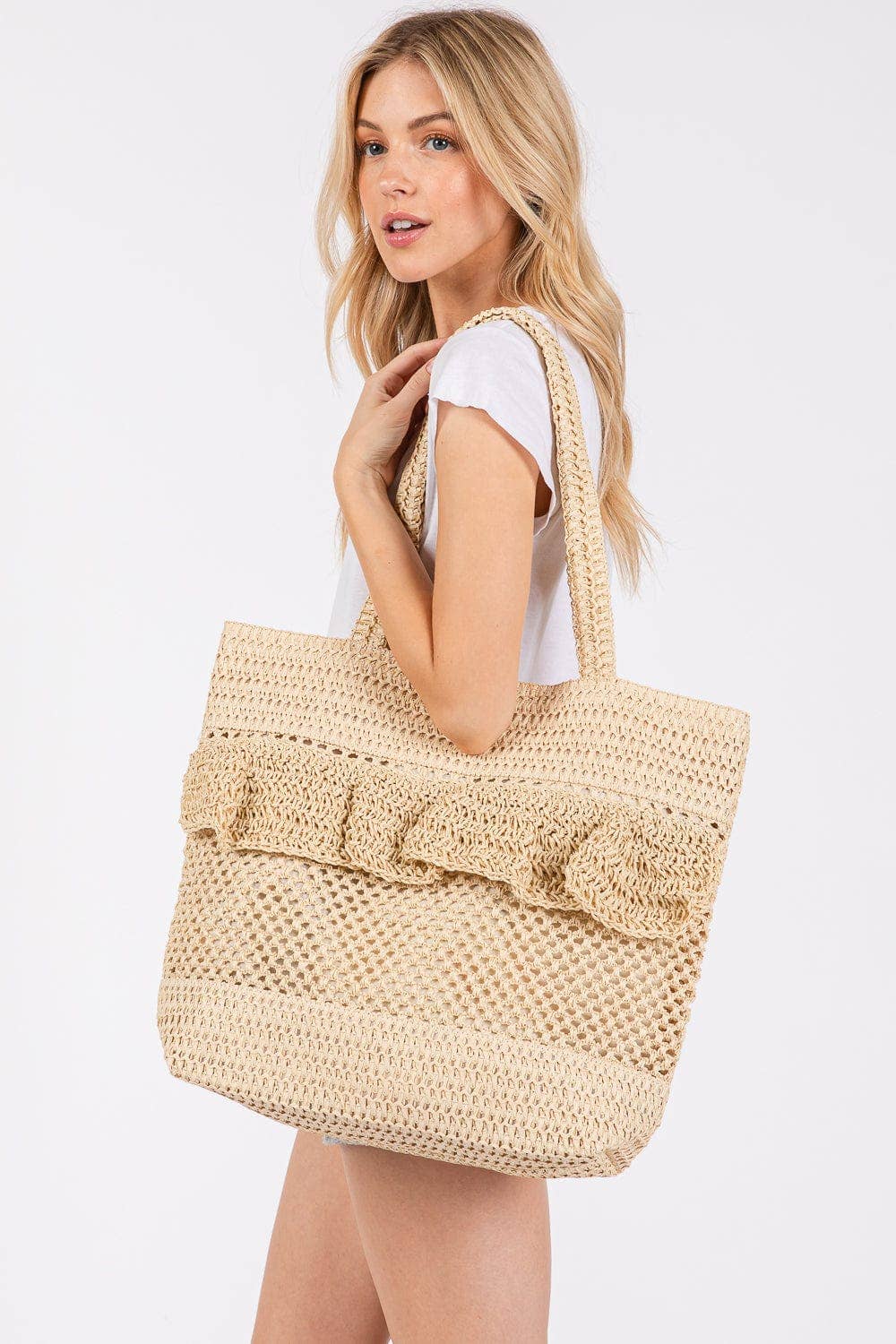 Crochet Straw Tote Bag