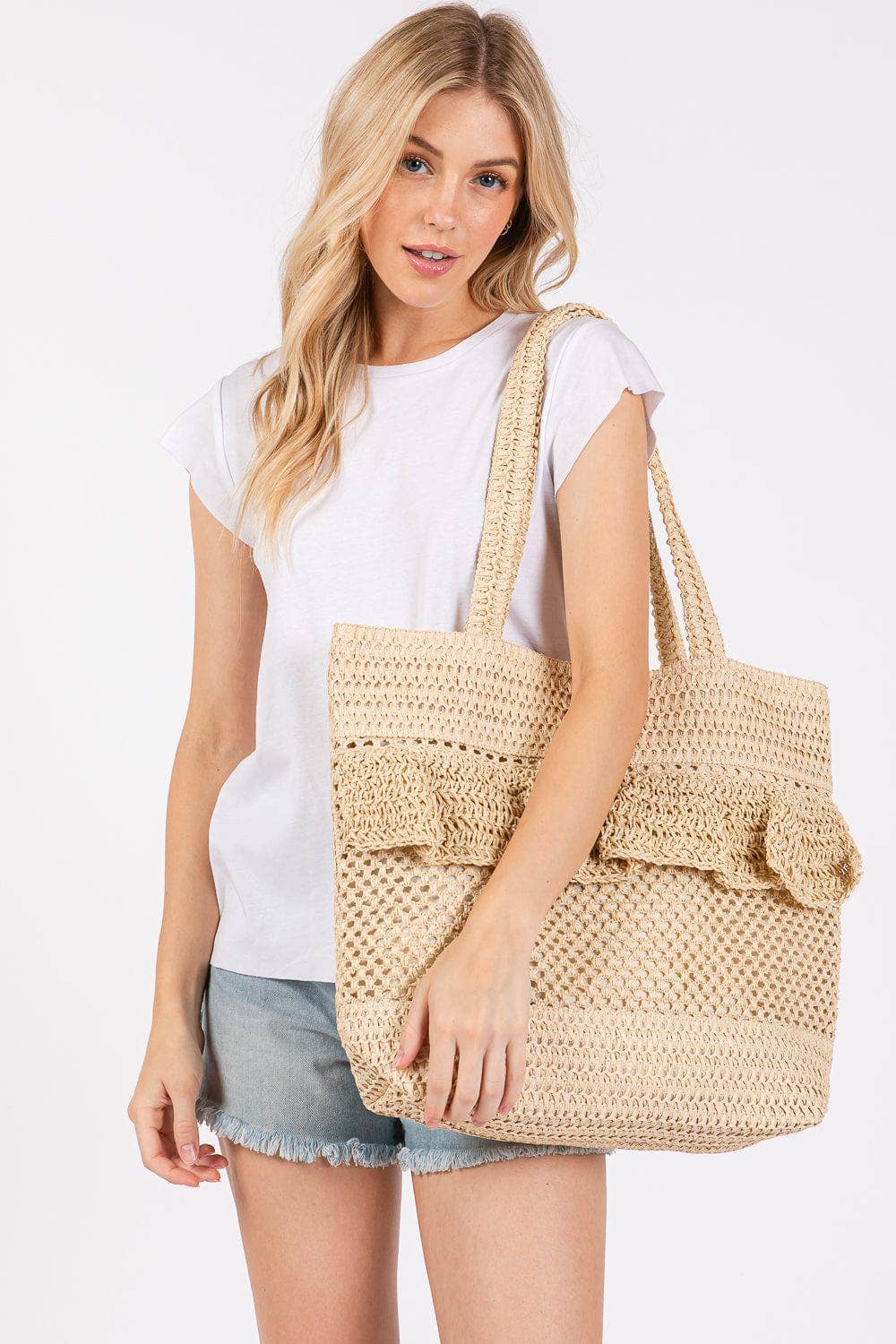 Crochet Straw Tote Bag