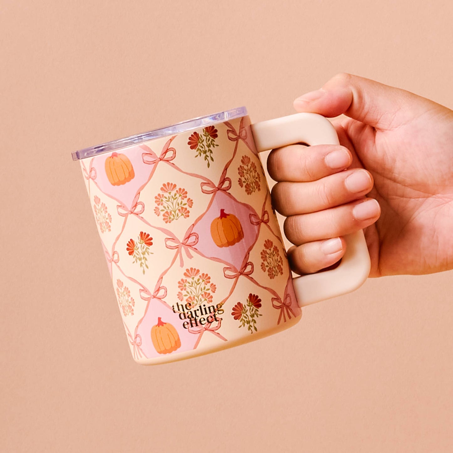The Darling Effect - 14 oz Insulated Mug-Patchwork Pumpkins