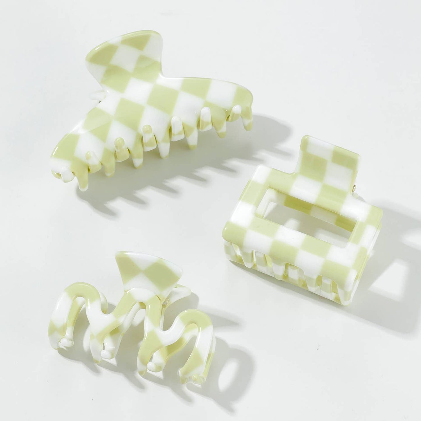 Adorro - Matcha Checkmate | Assorted Small/Medium Claw Clips