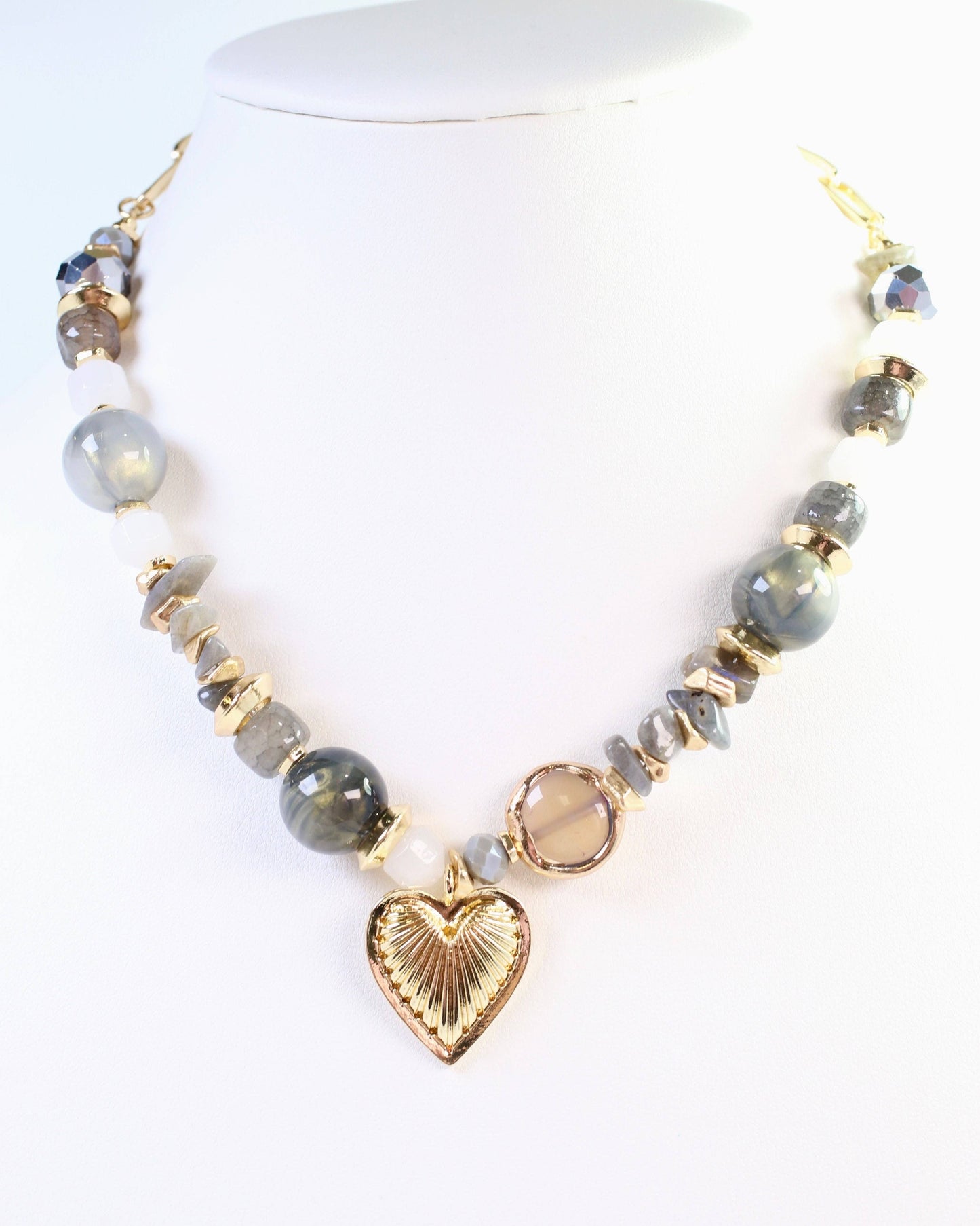 Caroline Hill - Sarasota Stone Charm Necklace Gray