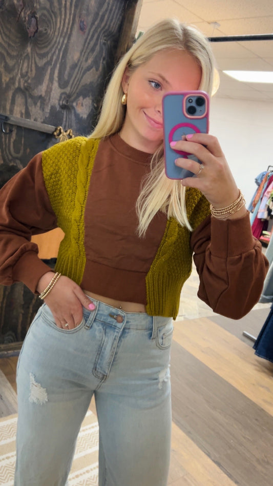 Blue Blush Crop Sweater