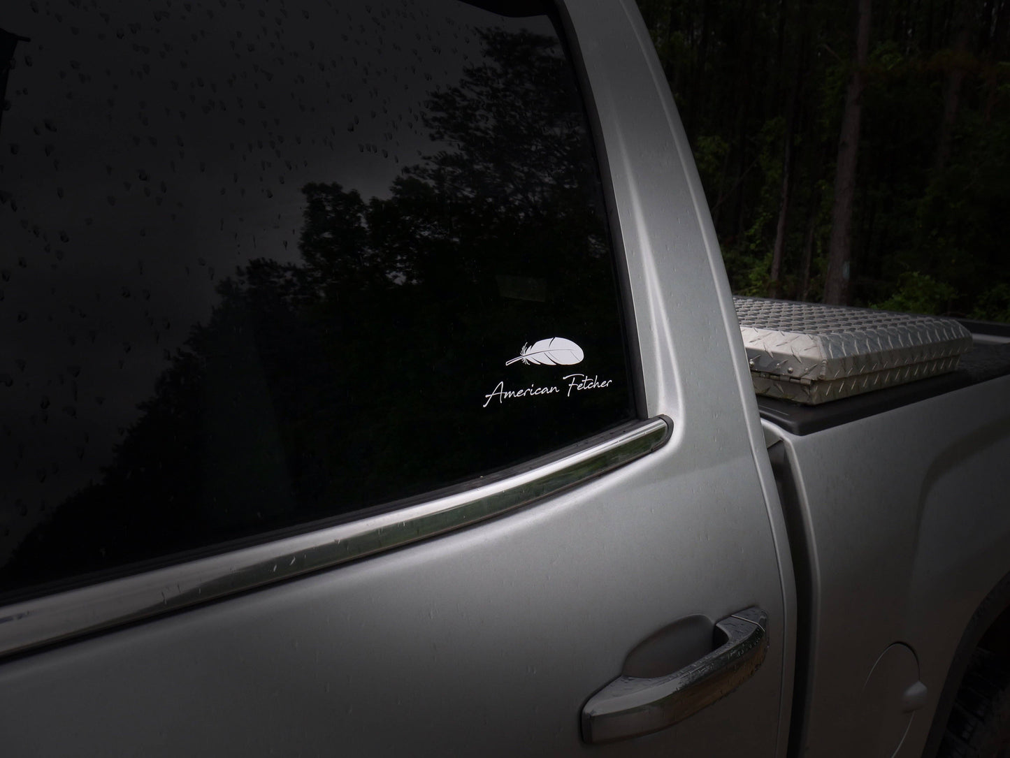 American Fetcher - White Vinyl Decal - Feather