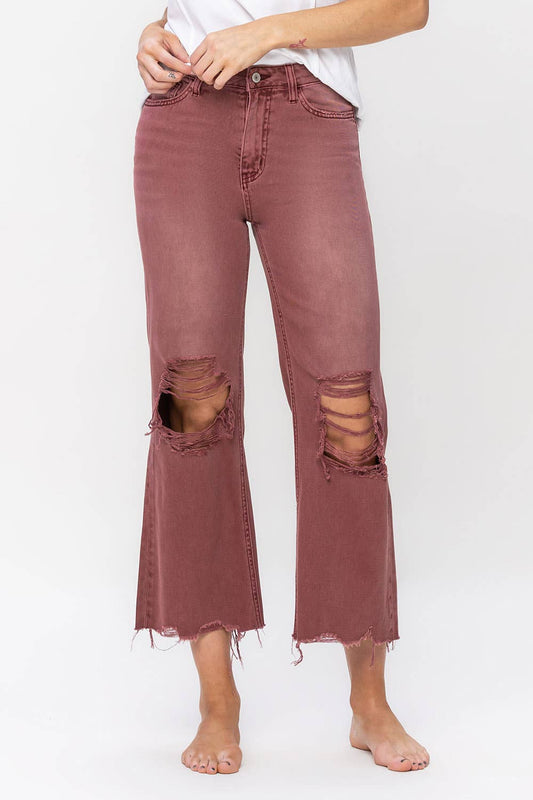 VERVET by Flying Monkey - 90S VINTAGE CROP FLARE JEAN V2736RU: RUSSET BROWN / 31