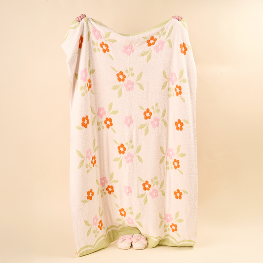 Cozy Dreams Luxe Blanket-Scalloped Floral Pink