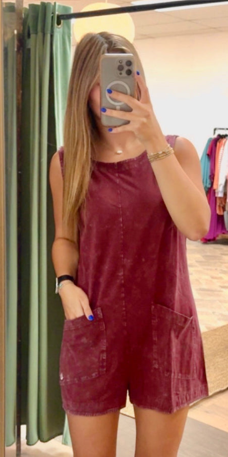 Tailgate Romper- Maroon