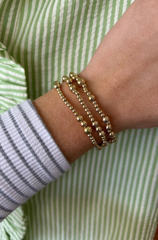MULTI LAYER GOLD BALL CHAIN BEADED BRACELET