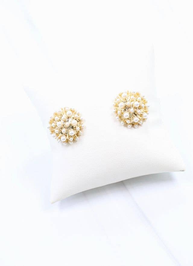 Caroline Hill - Landree Pearl Studded Earring GOLD