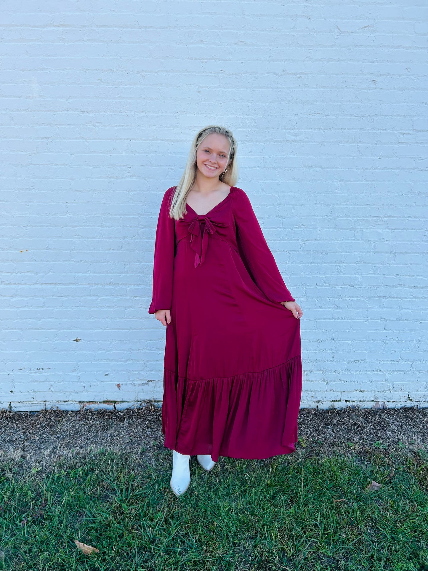 BOW SATIN MAXI DRESS