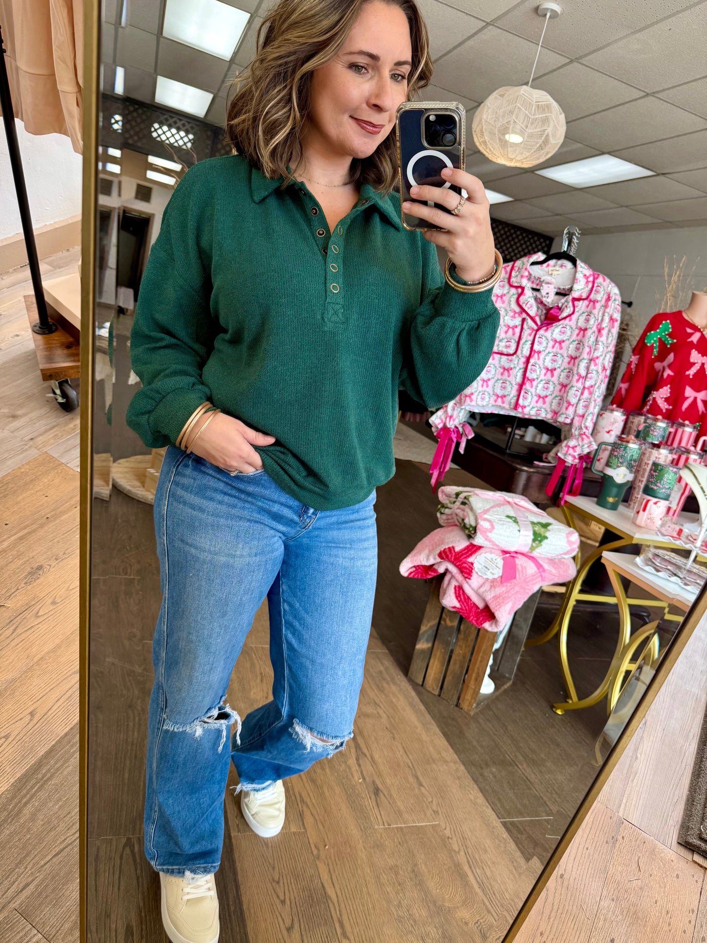 COLLARED BUTTON LONG SLEEVE