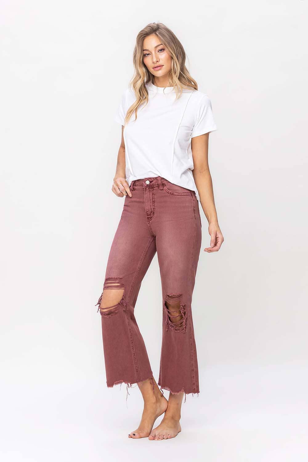 VERVET by Flying Monkey - 90S VINTAGE CROP FLARE JEAN V2736RU: RUSSET BROWN / 31