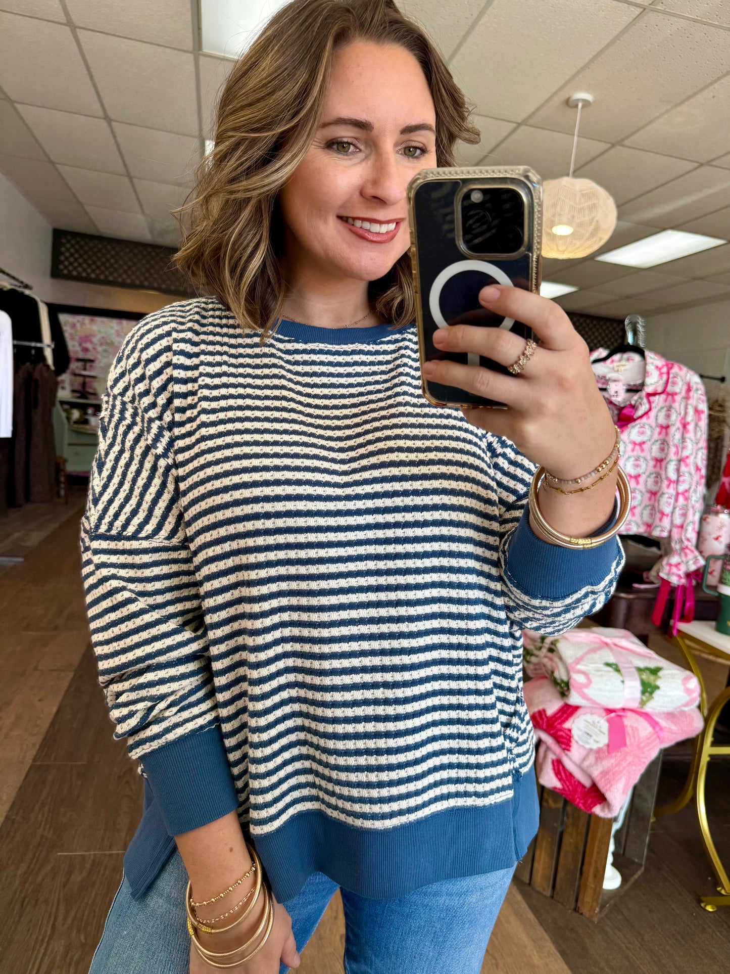 BLUE STRIPED LONG SLEEVE