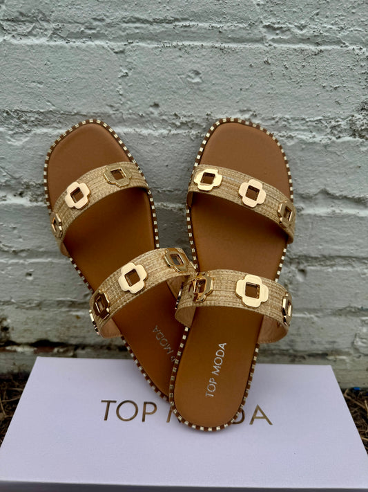 GOLDEN CLOVER DOUBLE STRAP SANDALS