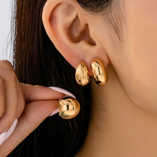 Bubbly Puffy Huggie Hoop Trio