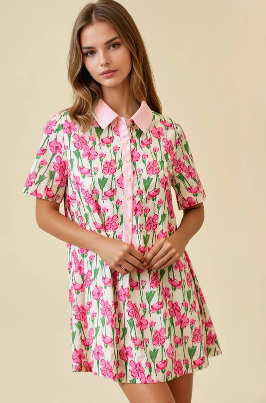Floral & Striped Mini Dress