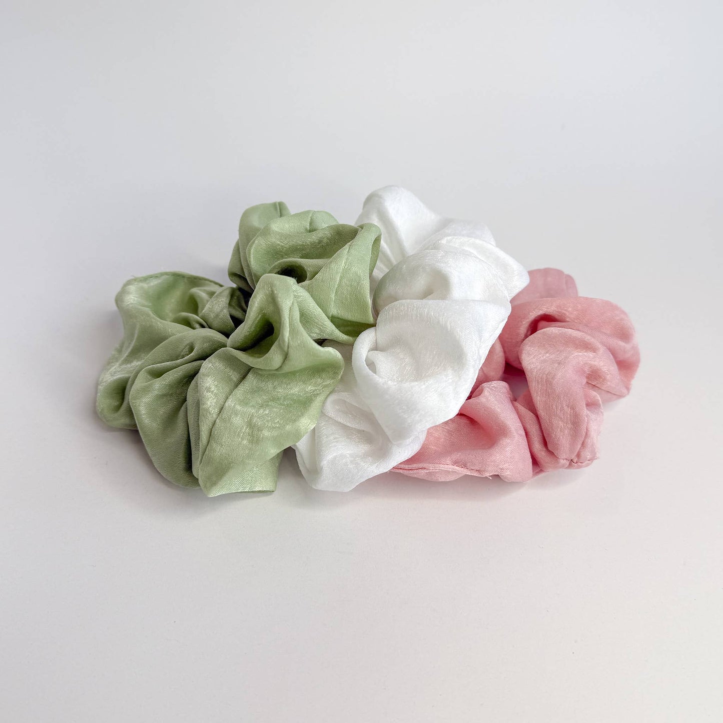 Adorro - Spring Satin Scrunchies (Set of 3)