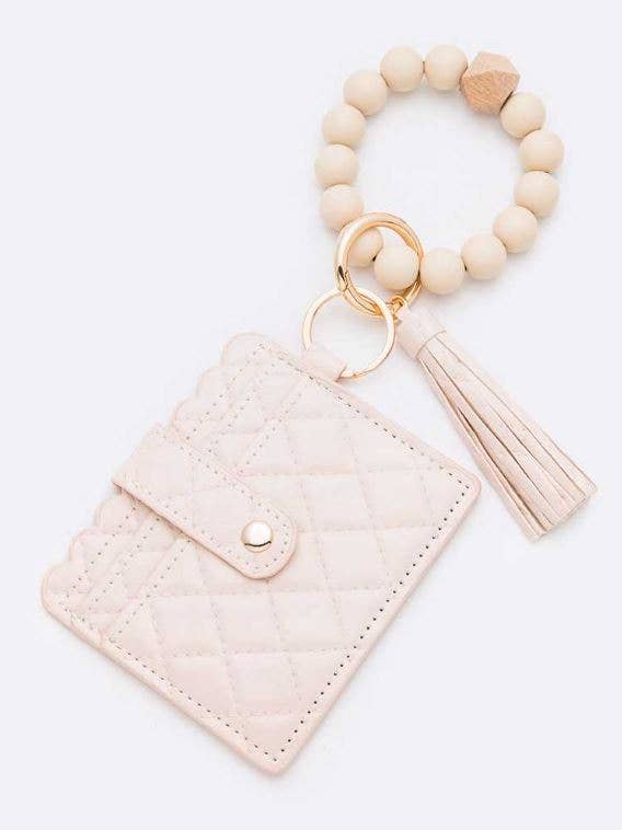 Quilted Beaded Keychain Bracelet Wallet