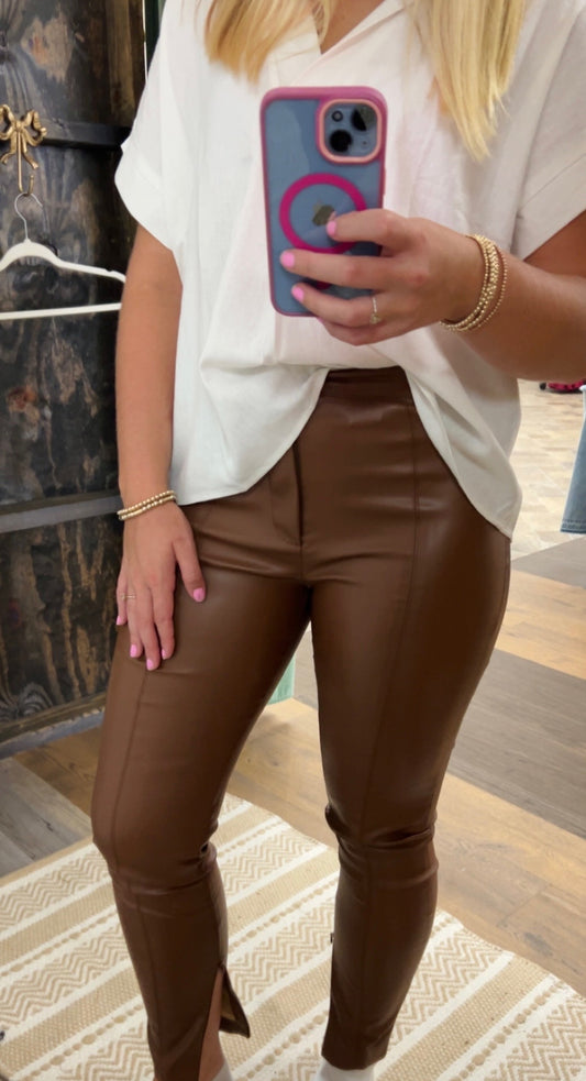 Vibrant Brown Leather Skinny