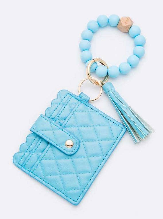 Quilted Beaded Keychain Bracelet Wallet