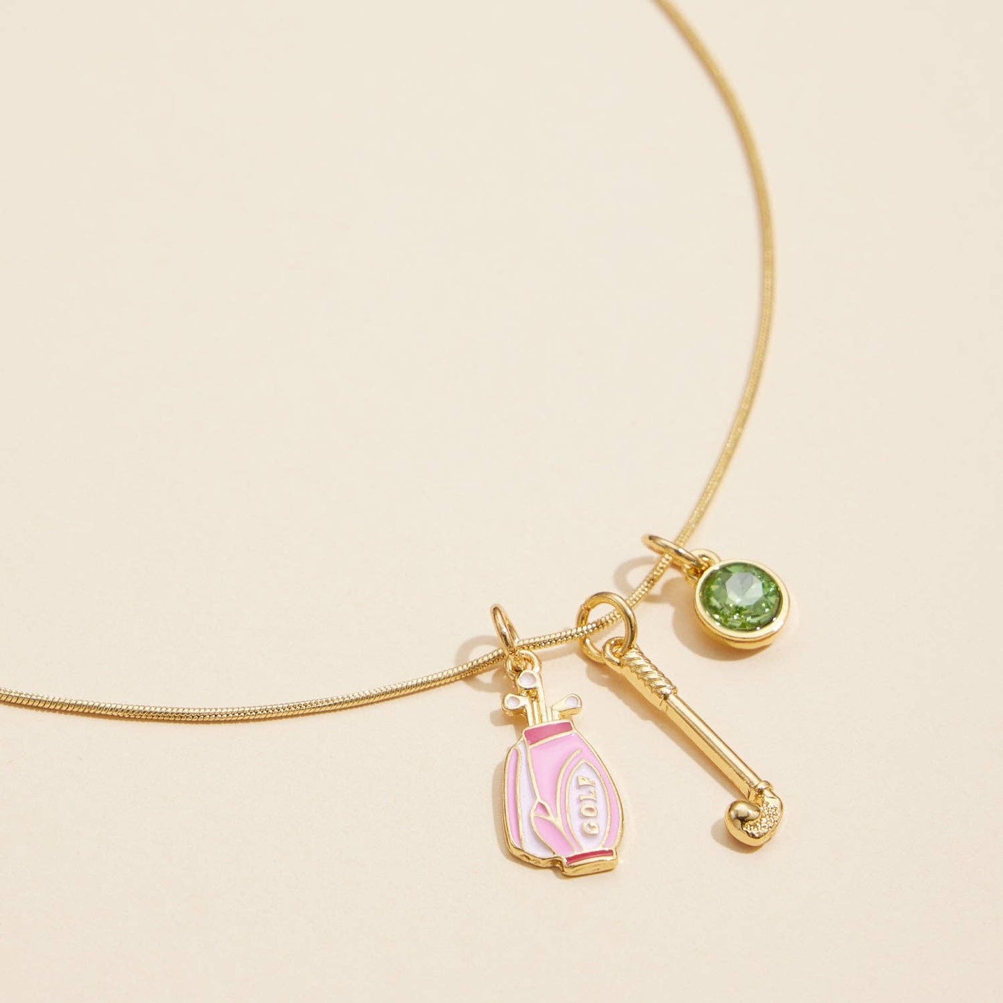 Golf Lover's Gold Charm Necklace
