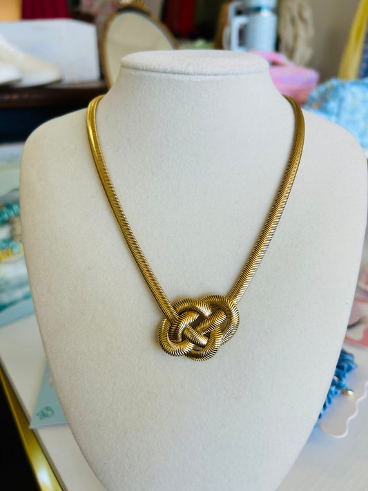 Caroline Hill - Bataria Knotted Snake Chain Necklace WP Gold