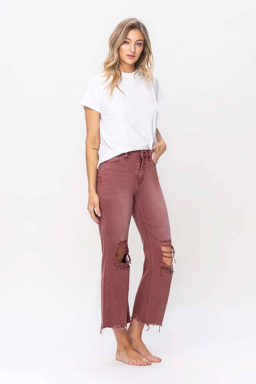VERVET by Flying Monkey - 90S VINTAGE CROP FLARE JEAN V2736RU: RUSSET BROWN / 31