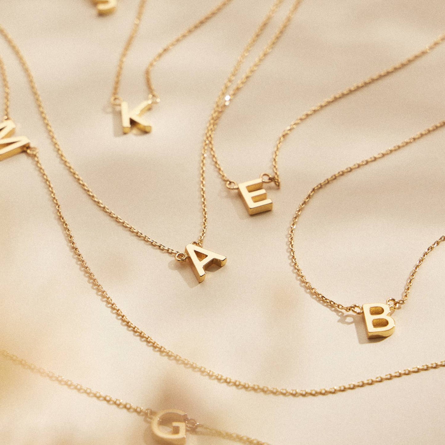 Initial Metal Letter Charm Gold Dip Necklace