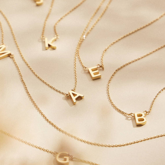 Initial Metal Letter Charm Gold Dip Necklace