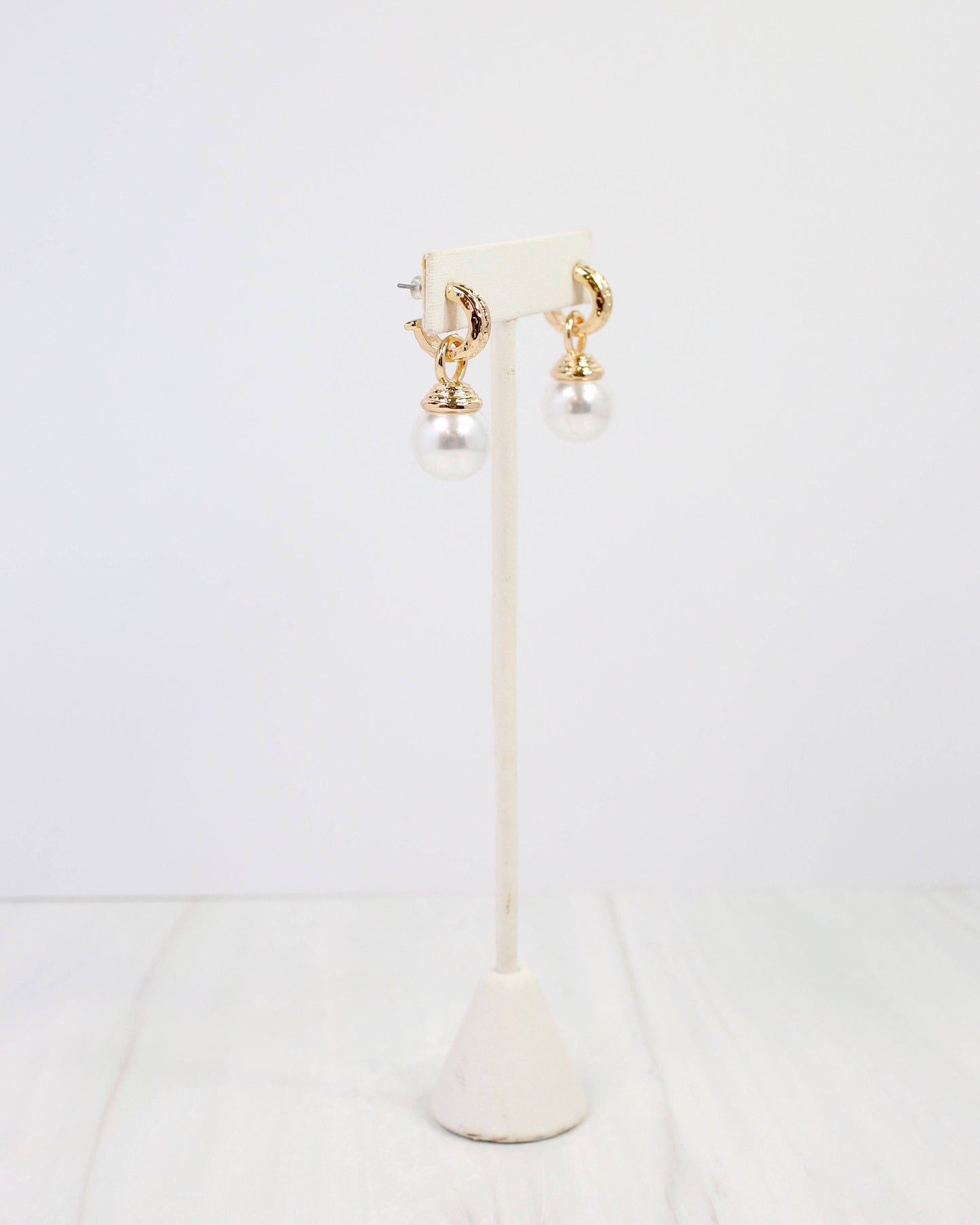 Pendleton Pearl Dangle Hoop Earring Gold