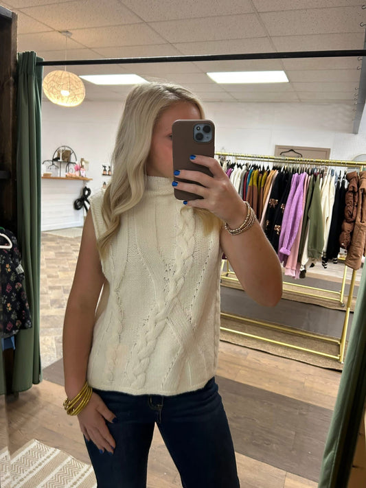 Cream Sleeveless Sweater
