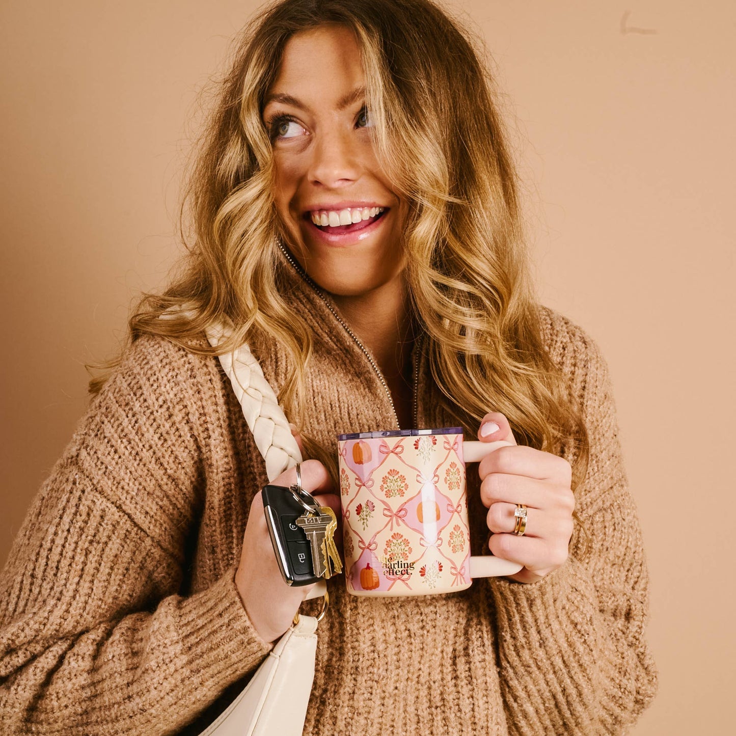 The Darling Effect - 14 oz Insulated Mug-Patchwork Pumpkins